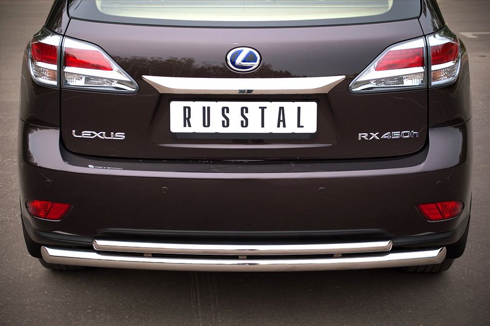 Защита RusStal заднего бампера d63/42 c подъемом (дуга) для Lexus RX 270/350/450h 2012-2026. Артикул LRXZ-000416