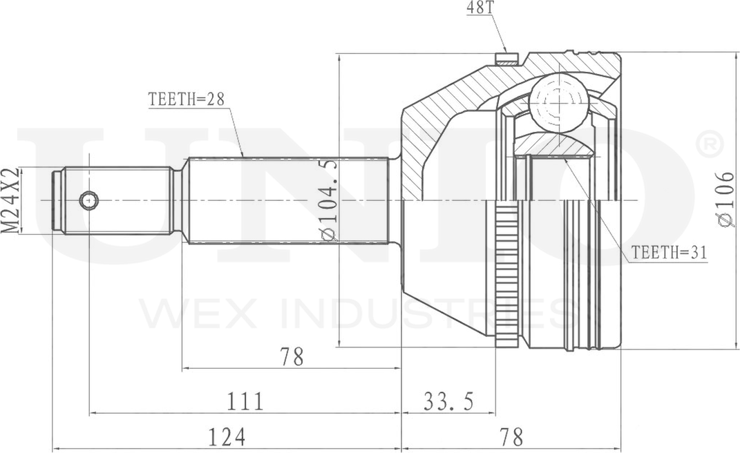 ШРУС наружный (Unio). Артикул CVJ-20311