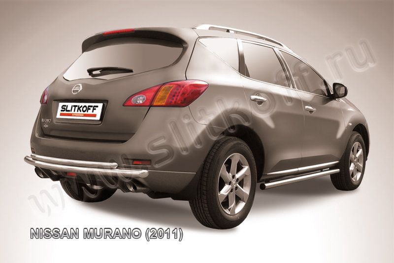 Защита Slitkoff заднего бампера d57/42 двойная для Nissan Murano Z51 2011-2015. Артикул NIM11008