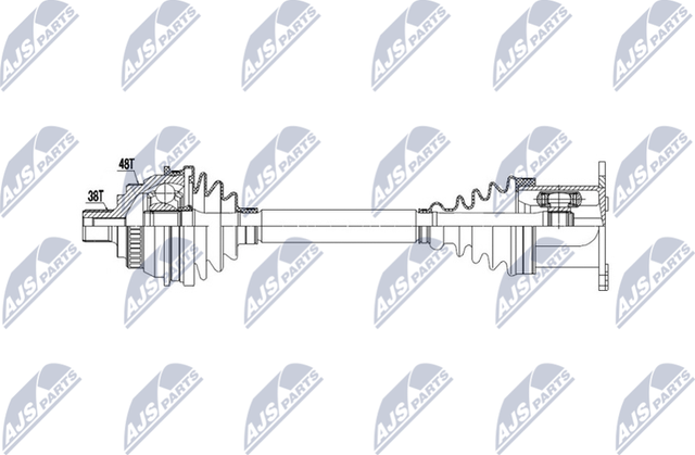 Полуось (привод в сборе, приводной вал) NTY передняя правая/левая для Ford Galaxy I 2000-2006. Артикул NPW-VW-037