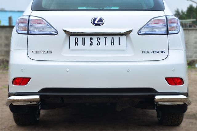 Защита RusStal заднего бампера уголки d63 для Lexus RX 270/350/450h 2009-2012. Артикул LRXZ-000417
