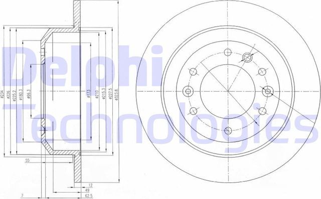 Тормозной диск Delphi задний для Kia Carnival II 2006-2014. Артикул BG4138