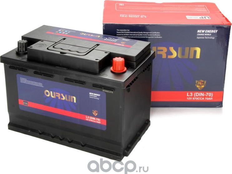 Аккумулятор OURSUN DIN L3 (DIN-70). Артикул L3DIN70