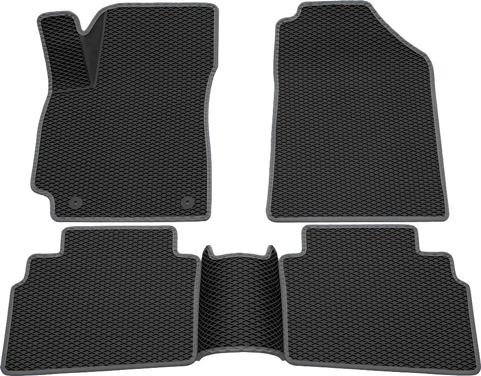 Коврики Rezkon 3D EVA ромб резиновые для салона Kia Seltos 2020-2026 Серый кант. Артикул 9221050102