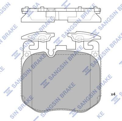 Тормозные колодки Sangsin Hi-Q передние для BMW 5 VII (G30/G31) 2016-2026. Артикул SP4174