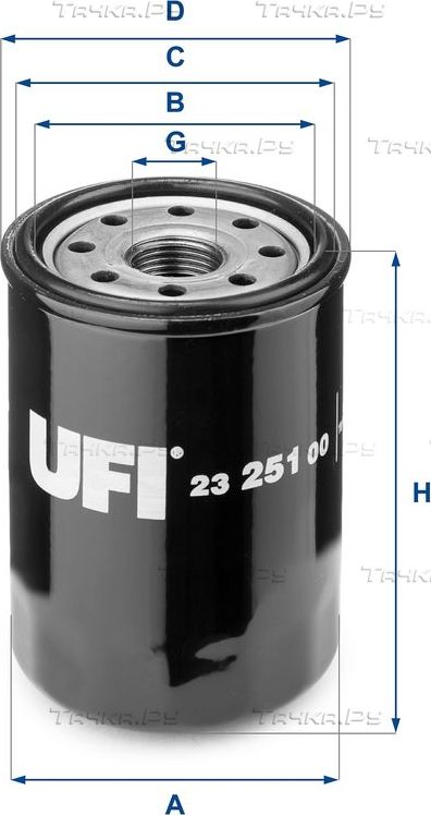 Масляный фильтр UFI для Suzuki Wagon R+ II 2000-2012. Артикул 23.251.00