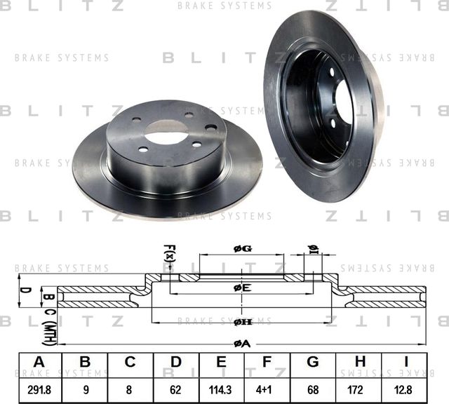 Диск тормозной задний NISSAN Tiida 2007 (Blitz). Артикул BS0327