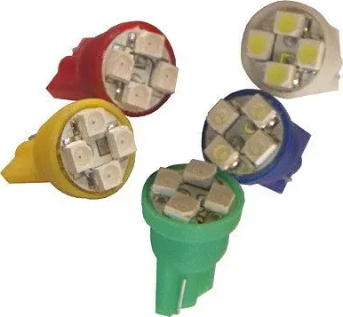 Лампа светодиодная W5W 12V 4SMD крас LEDO 12966S4N1R. Артикул 12966S4N1R