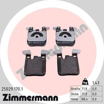 Тормозные колодки Zimmermann. Артикул 25029.170.1
