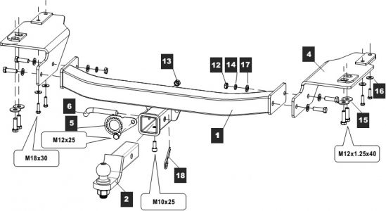 Фаркоп Baltex для Toyota Land Cruiser 200 2007-2021. Быстросъемный крюк. Артикул 249452