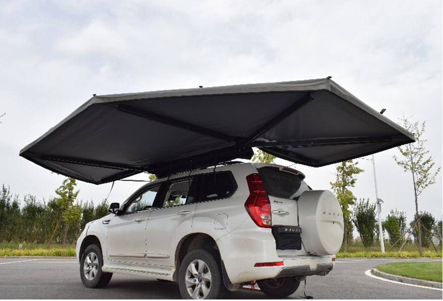 Маркиза автомобильная РИФ веерная, безопорная 2,3х2 м (левая), увеличенная, Серая. Артикул RIFAV042023821