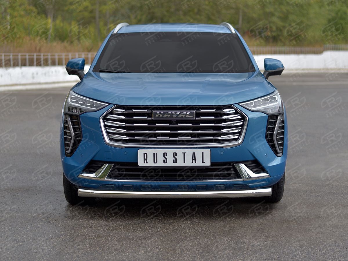 Защита RusStal переднего бампера d63 секции для Haval Jolion 1.5 2WD (кроме Comfort) 2021-2026. Артикул HJOLZ-003987
