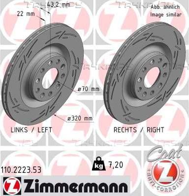 Тормозной диск Zimmermann Black Z задний для Alfa Romeo Giulia II (952) 2016-2026. Артикул 110.2223.53