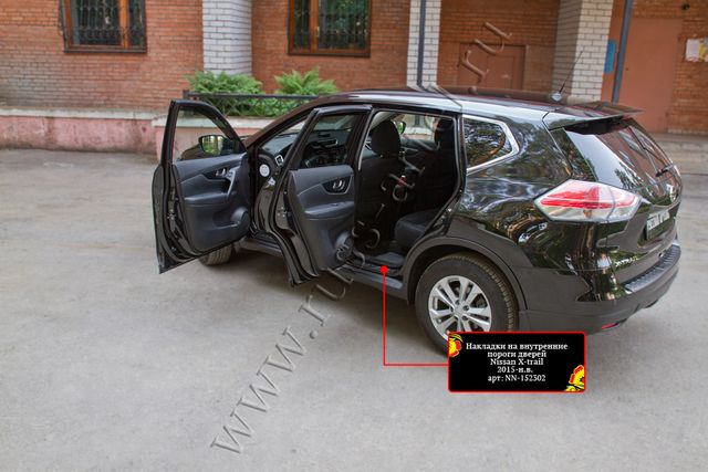 Накладки Русская Артель на внутренние пороги дверей для Nissan X-Trail T32 рестайлинг 2015-2018, 2019-2026. Артикул NN-152302