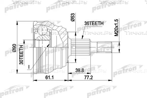 Шрус наружный (граната) Patron для Volkswagen Vento 1991-1998. Артикул PCV1189