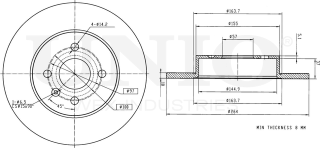 Диск тормозной (Unio). Артикул BRD-20199