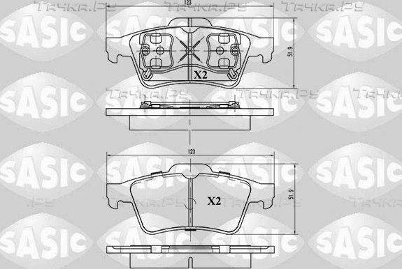 Тормозные колодки Sasic задние для Renault Megane II 2004-2009. Артикул 6214003