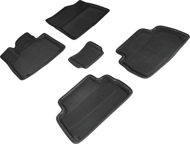 Коврики Seintex 3D EVA Соты для салона Hyundai Santa Fe IV рестайлинг (5 мест) 2020-2026 ЧЕРНЫЕ. Артикул 96824