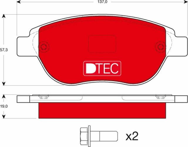 Тормозные колодки TRW DTEC COTEC для Fiat Idea 2004-2016. Артикул GDB1464DTE