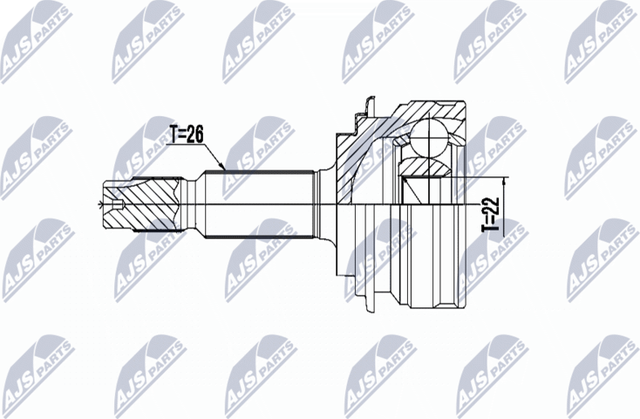 Шрус наружный (граната) NTY передний для Toyota Ractis I 2005-2010. Артикул NPZ-TY-101