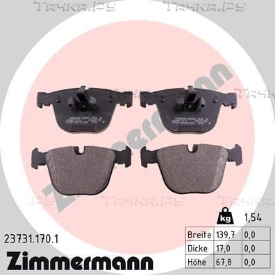 Тормозные колодки Zimmermann задние для BMW 6 III (F06/F13/F12) 2010-2018. Артикул 23731.170.1