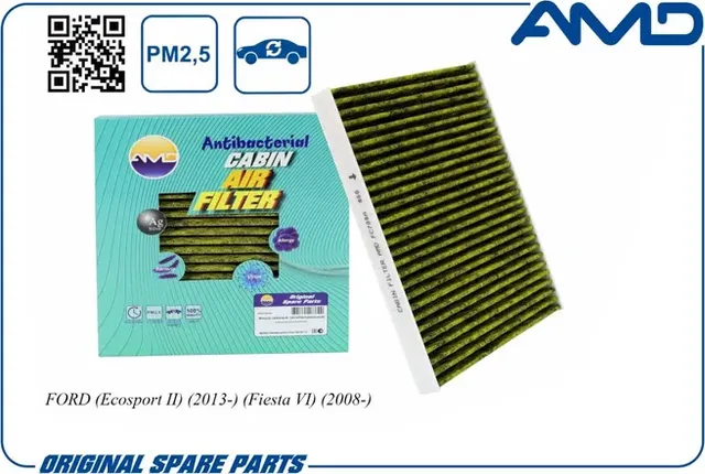 Фильтр салонный антибакт.угольн. FORD Ecosport II 2013- Fiesta VI 2008- (AMD). Артикул AMD.FC788A