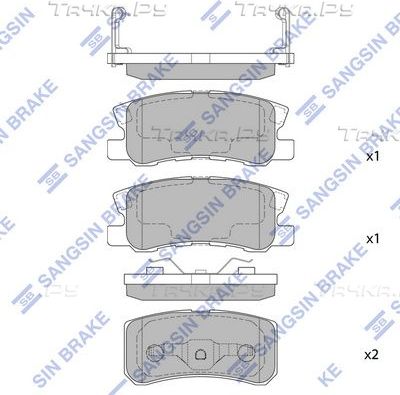 Тормозные колодки Sangsin Hi-Q задние для Chrysler Sebring III 2007-2010. Артикул SP2076