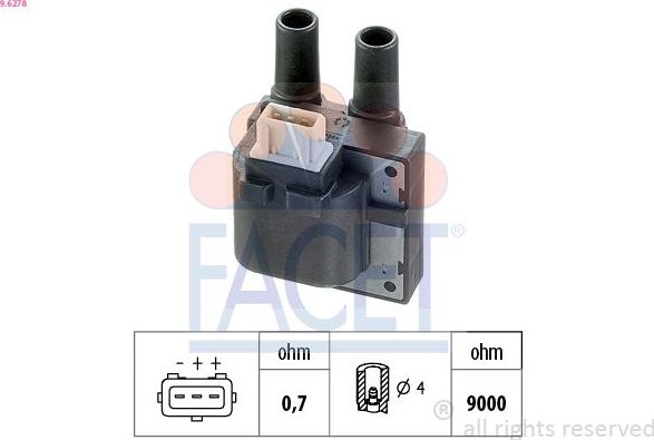 Катушка зажигания Facet Made in Italy - OE Equivalent для Renault Clio II 1998-2013. Артикул 9.6278