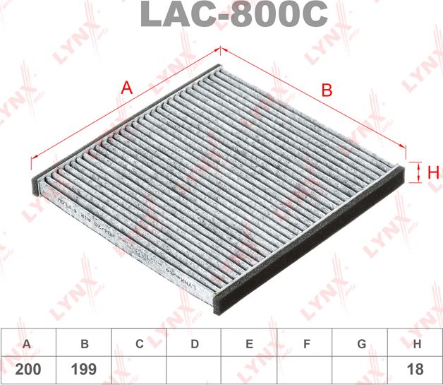 Салонный фильтр LYNXauto. Артикул LAC-800C