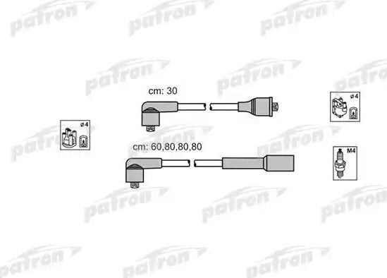 Высоковольтные провода (провода зажигания) (комплект) Patron (EPDM (Этилен-пропиленовый каучук)). Артикул PSCI1012