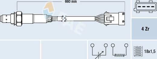 Лямбда-зонд (кислородный датчик) FAE для Volvo S70 1997-1998. Артикул 77384