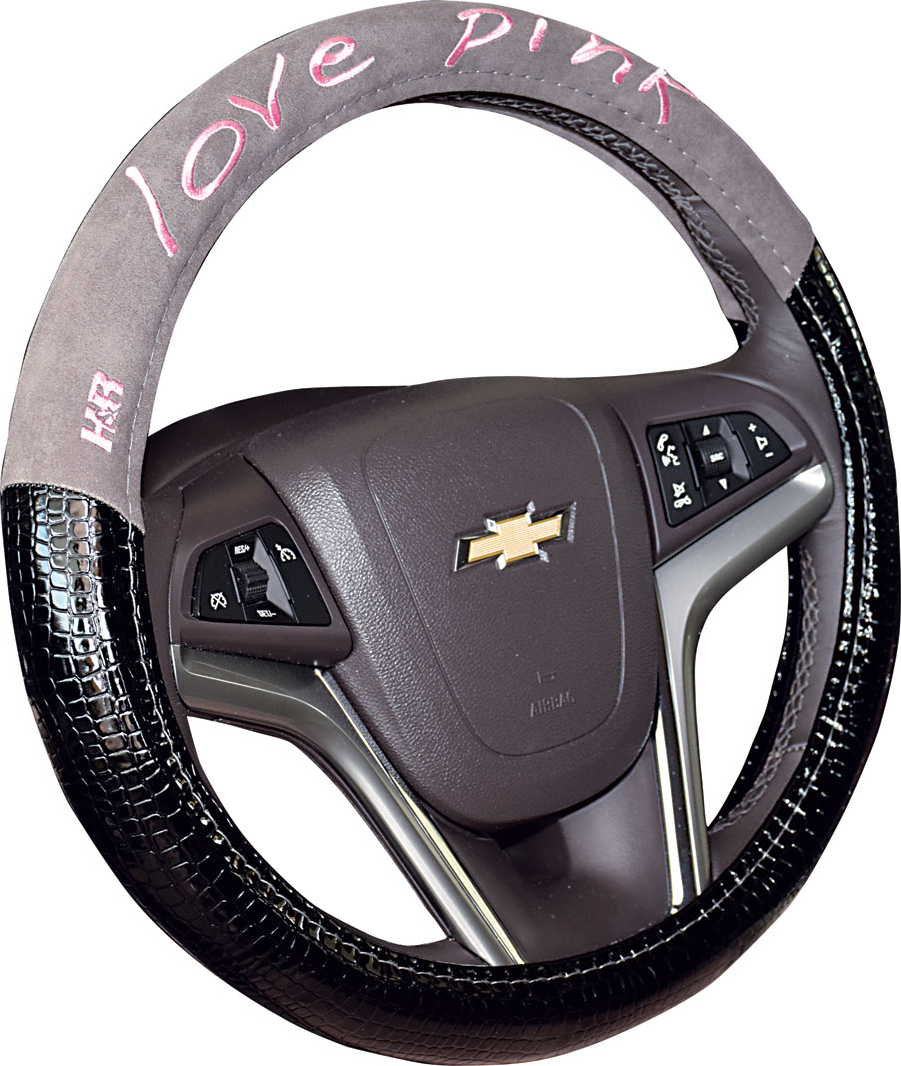 Оплётка на руль Hadar Rosen Love Pink Crocodile (размер M, искусственная кожа, цвет ЧЕРНЫЙ). Артикул 30435