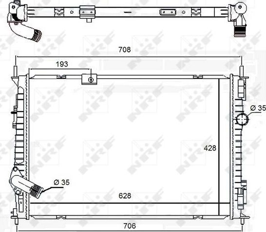 Радиатор охлаждения двигателя NRF (алюминий) для Nissan Qashqai I 2011-2013. Артикул 58455