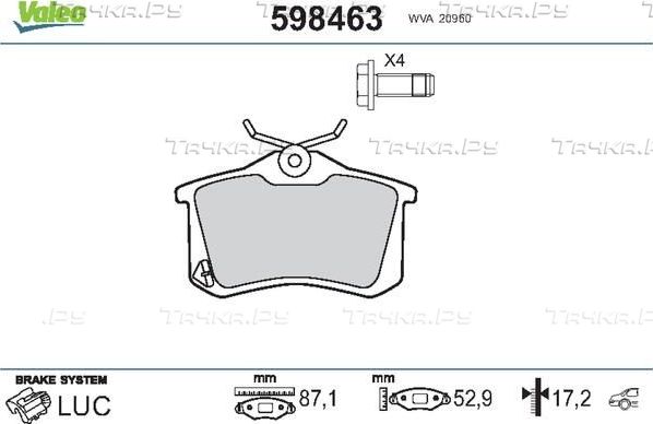 Тормозные колодки Valeo задние для SEAT Toledo II 1998-2005. Артикул 598463