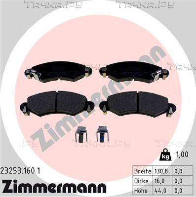 Тормозные колодки Zimmermann для Opel Agila A 2000-2007. Артикул 23253.160.1
