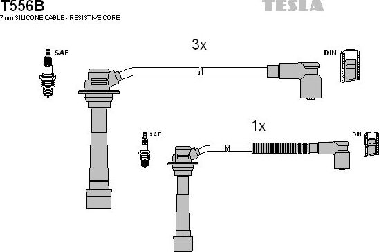 Высоковольтные провода (провода зажигания) (комплект) Tesla. Артикул T556B