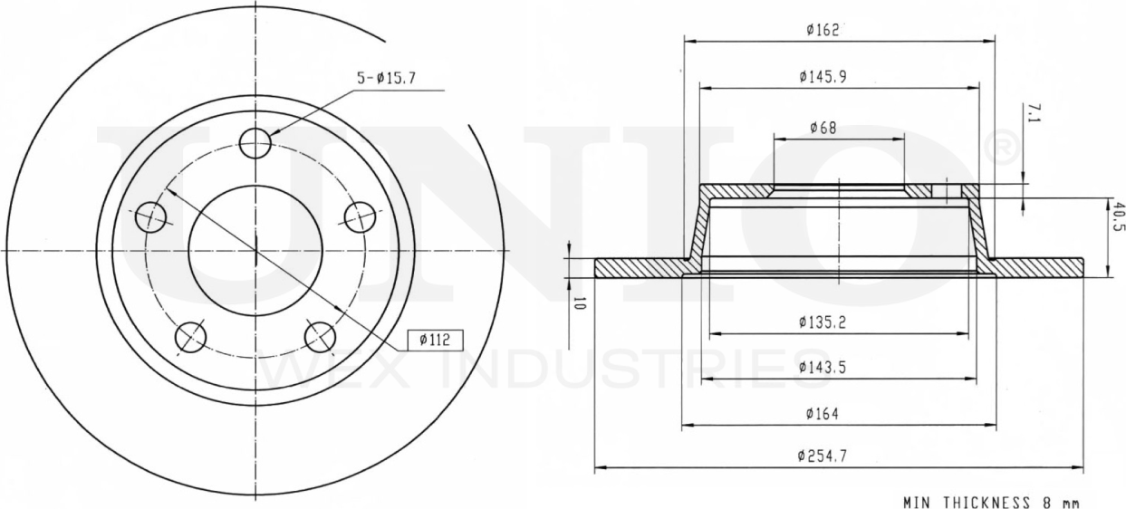 Диск тормозной (Unio). Артикул BRD-20352