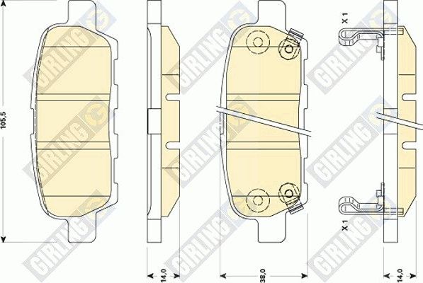 Тормозные колодки Girling задние для Nissan Teana J31 2003-2008. Артикул 6135079