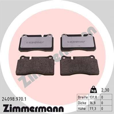 Тормозные колодки Zimmermann rd:z. Артикул 24098.970.1