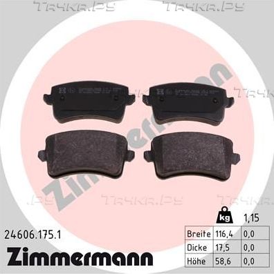 Тормозные колодки Zimmermann задние для Audi SQ5 II (FY) 2016-2026. Артикул 24606.175.1