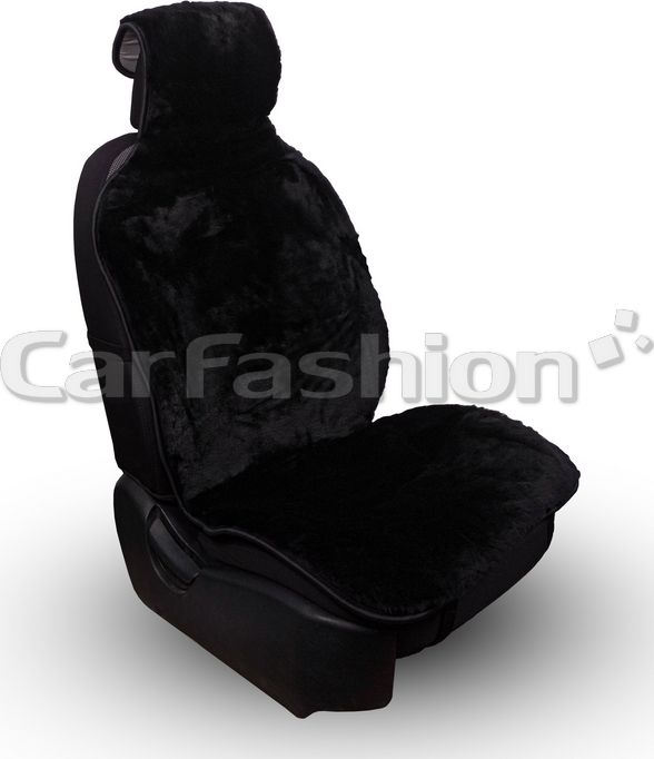 Накидки универсальные CarFashion Lama Plus из натурального меха на сидения авто, цвет Черный. Артикул 22329
