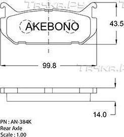Тормозные колодки Akebono Standard. Артикул AN-384K