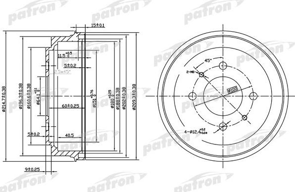 Тормозной барабан Patron. Артикул PDR1485