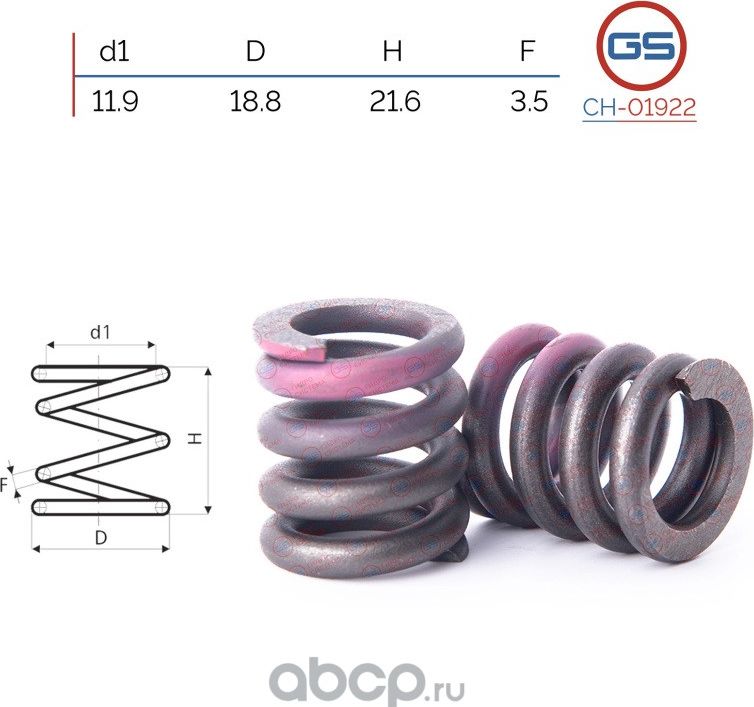 Пружина бокового поджима рулевой рейки, размер 11.9x18.8x21.6x3.5 (GS). Артикул CH01922