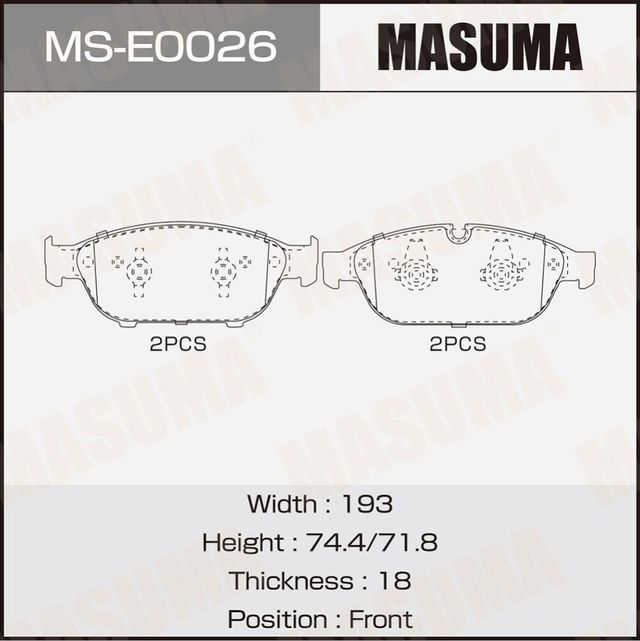 Колодки дисковые MASUMA, AN-4704WK, P85127 front (1/6) Masuma. Артикул MSE0026