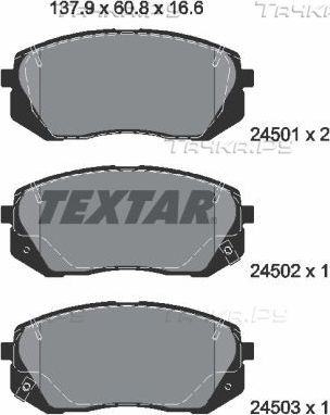 Тормозные колодки Textar Q+ передние для Kia Sportage II 2004-2010. Артикул 2450101