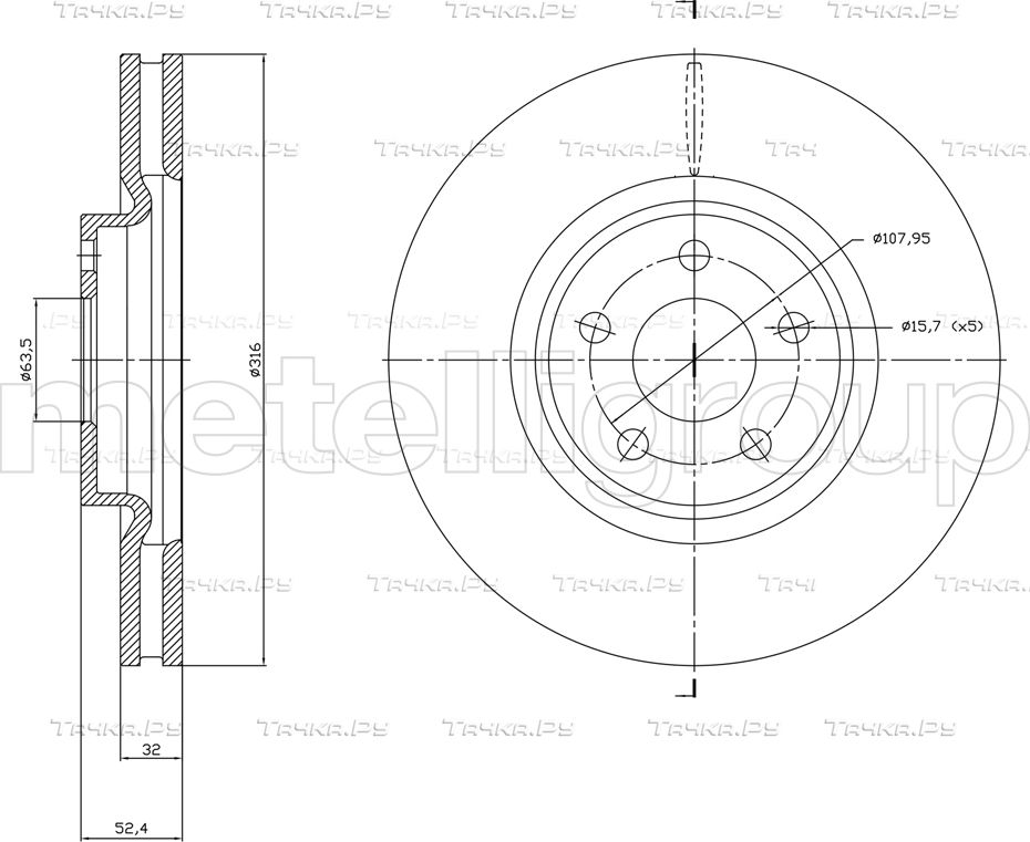 Тормозной диск Metelli передний для Ford Galaxy III 2015-2026. Артикул 23-1830C