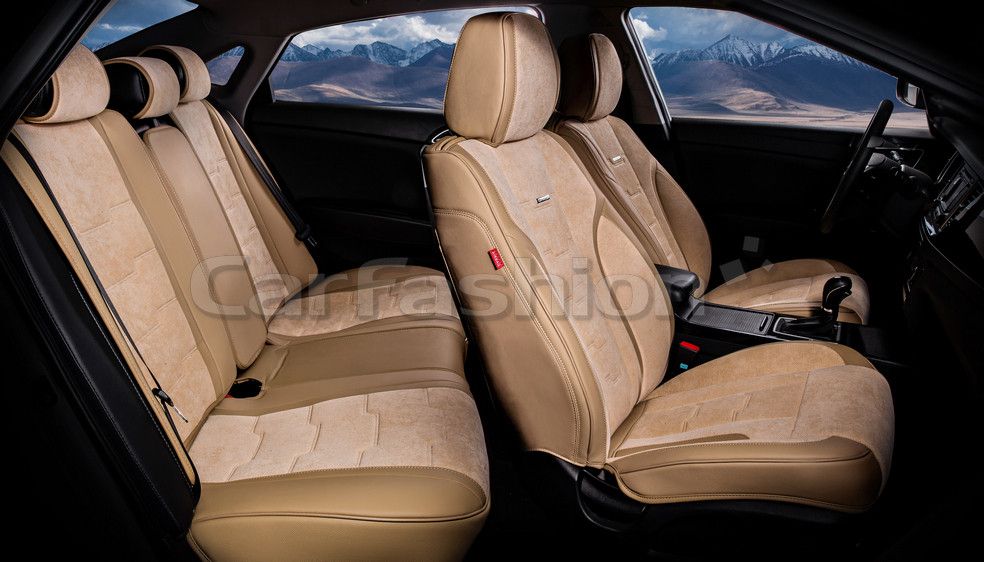 Чехлы универсальные каркасные CarFashion 5D Smart Plus на сидения авто, цвет Бежевый/Бежевый/Бежевый. Артикул 22259