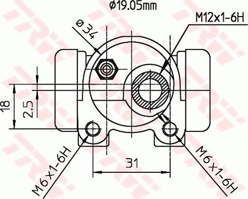 Тормозной цилиндр TRW (Чугун) задний левый для Citroen Saxo 1996-2004. Артикул BWD133