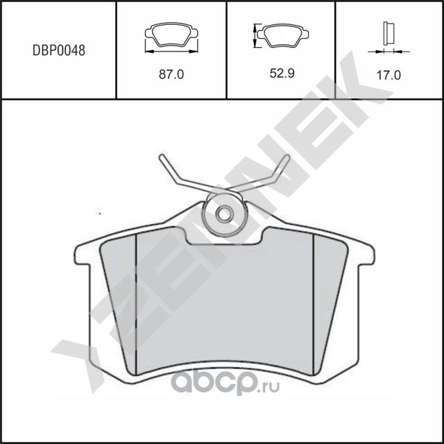 Колодки тормозные дисковые задние 17мм без датчика AUDI A3 96-13, A4 B5 94-05 (Zennek). Артикул DBP0048